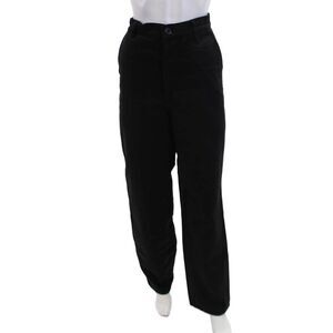 Riley Womens Cotton Buttoned Wide-Leg High-Rise Boyfriend Jeans Black Size S